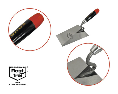 Zednická lžíce s ocelovou čepelí a dřevěnou rukojetí