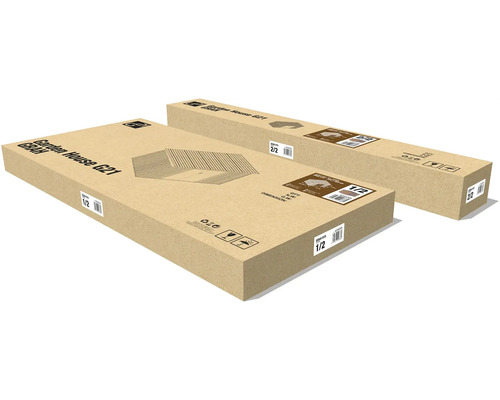 Dva kartonové obaly pro zahradní domek G21 GRAH, označené jako první a druhá část sady.