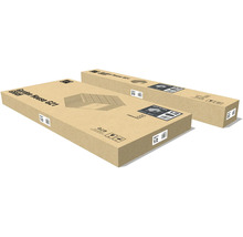 Dvě kartonové krabice zahradního domku G21 GRAH, označené jako balík jedna ze dvou a balík dva ze dvou.