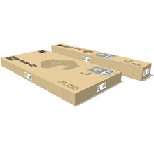 Dva kartonové obaly pro zahradní domek G21, označené jako část 1 ze 2 a část 2 ze 2.