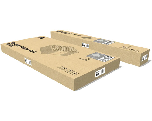 Dva kartonové obaly pro zahradní domek G21, označené jako část 1 ze 2 a část 2 ze 2.