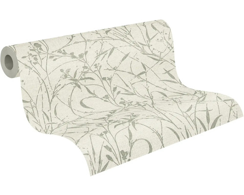 Vliesová tapeta s jemným botanickým vzorem větví a listů.