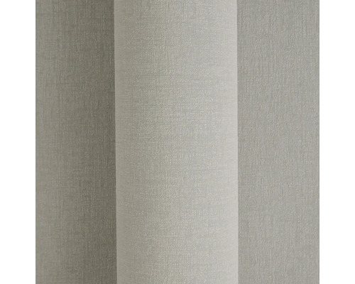 Vliesová tapeta s jemnou lněnou strukturou v béžovo-šedé barvě.