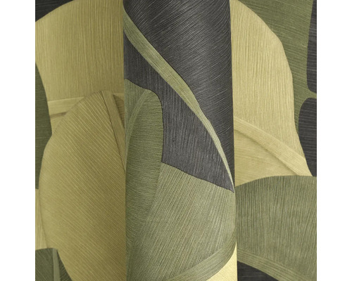 Tapeta s grafickým vzorem v zelených a šedých tónech