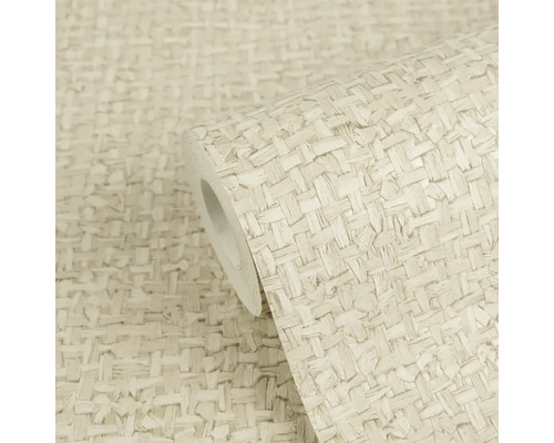 Vliesová tapeta se strukturovaným pleteným vzorem v béžové barvě.