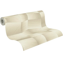 Vliesová tapeta s geometrickým vzorem a strukturovaným povrchem v béžové barvě