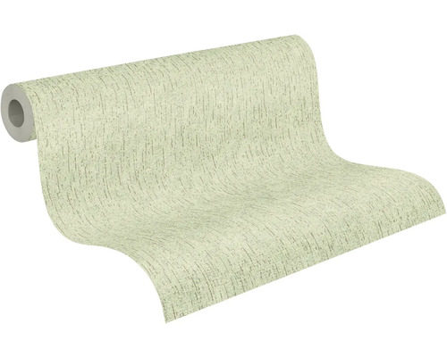 Světle zelená vliesová tapeta v roli s jemnou vertikální strukturou pruhů