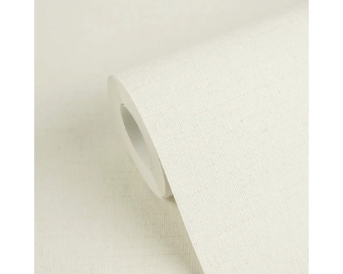 Vliesová tapeta s jemnou lněnou strukturou v krémové barvě, role.