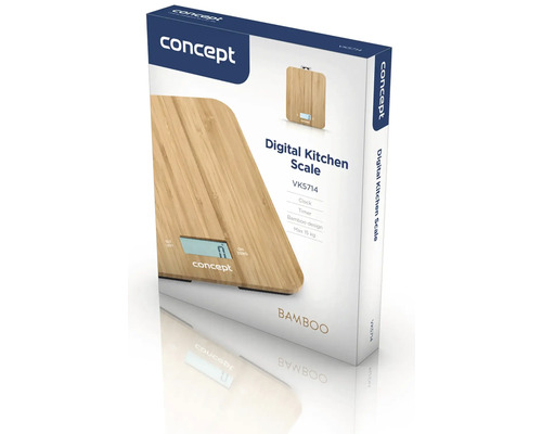 Balení digitální kuchyňské váhy z bambusu značky Concept