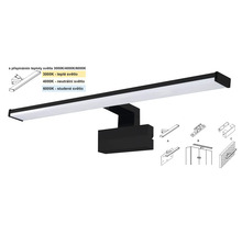 Černé LED koupelnové svítidlo s různými příklady montáže a nastavitelnou teplotou barev