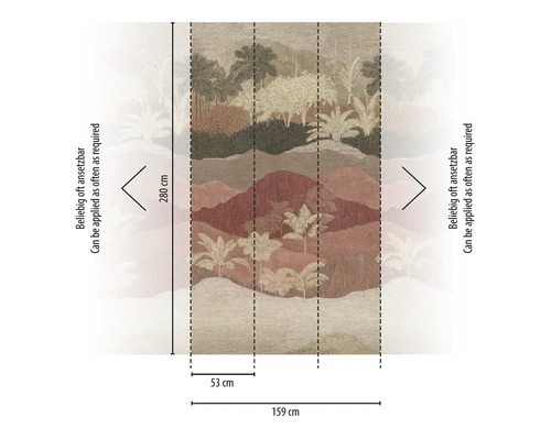 Obrázek tapety s motivem džungle, rozměry 280 x 159 centimetrů