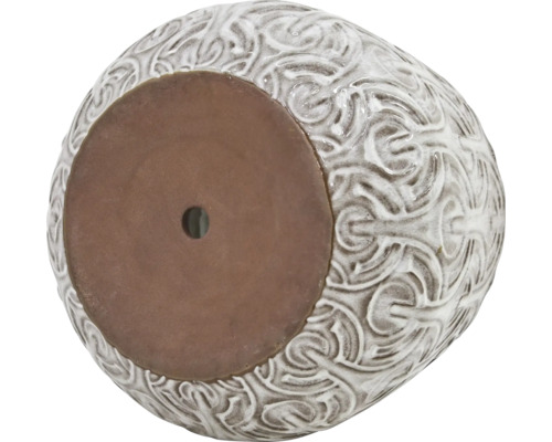 Květináč s ornamenty a odvodňovacím otvorem ve spodní části