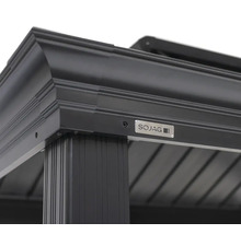 Detailní pohled na altán s logem SOJAG.