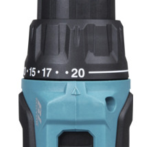 Detailní záběr vrtačky s nastavením točivého momentu