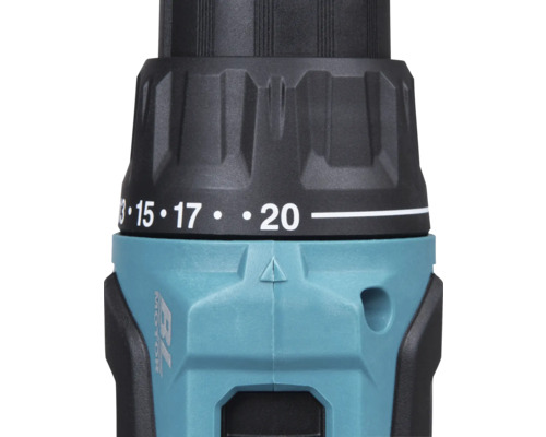 Detailní záběr vrtačky s nastavením točivého momentu