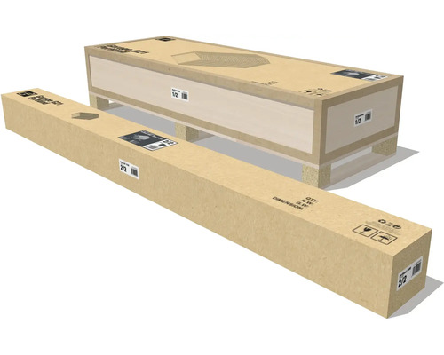 Dva velké přepravní kartony garáže G21 Portland, skládající se ze dvou balíků pro dodání.