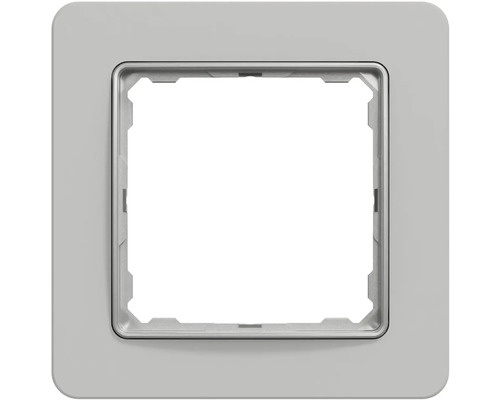 Jednonásobný krycí rám v šedé barvě pro vypínače nebo zásuvky se zaoblenými rohy.