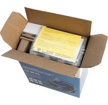 Otevřená krabice s akumulátorovým bazénovým robotem CF 55 CL a příslušenstvím