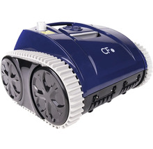 Modrý robotický čistič bazénů s pásovým pohonem