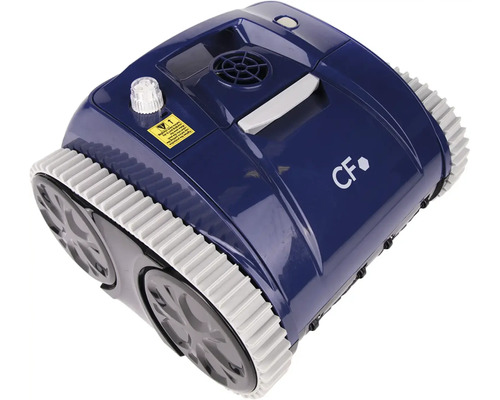 Modrý robotický čistič bazénu s pásovým pohonem