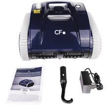 Bazénový robot s příslušenstvím, jako je návod k obsluze, hák a nabíječka