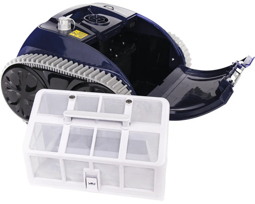 Bazénový robot s otevřenou komorou a vyjmutým filtračním košem