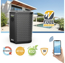 Bazénové tepelné čerpadlo Poolex Full Inverter s ovládáním mobilem, kompresorem Mitsubishi, protizámrazovým systémem, chladivem R32 a třífázovým proudem.