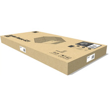 Kartonový obal pro zahradní domek G21 GAH 407 s nákresem produktu a rozměry.