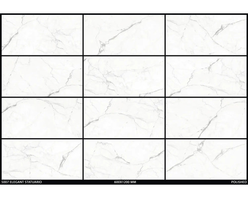 Leštěné dlaždice s mramorovým vzhledem, formát 600x1200 mm