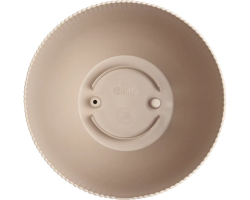 Plastová miska na rostliny Elho v béžové barvě, pohled shora.