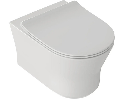 Závěsné WC z bílé keramiky včetně WC sedátka.