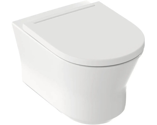 Závěsná WC mísa z keramiky s moderním zaobleným designem.