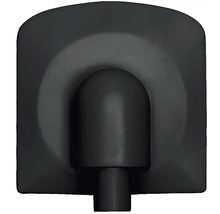 Černé matné nástěnné kolínko pro sprchovou hadici se čtvercovou krytkou se zaoblenou horní hranou.