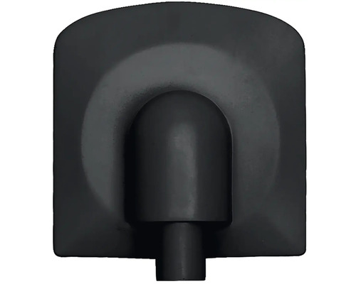 Černé matné nástěnné kolínko pro sprchovou hadici se čtvercovou krytkou se zaoblenou horní hranou.