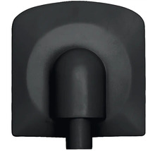 Nástěnný přípoj pro sprchovou hadici v matně černé barvě s obdélníkovou krycí deskou a zaoblenou horní stranou.