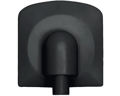 Nástěnný přípoj pro sprchovou hadici v matně černé barvě s obdélníkovou krycí deskou a zaoblenou horní stranou.