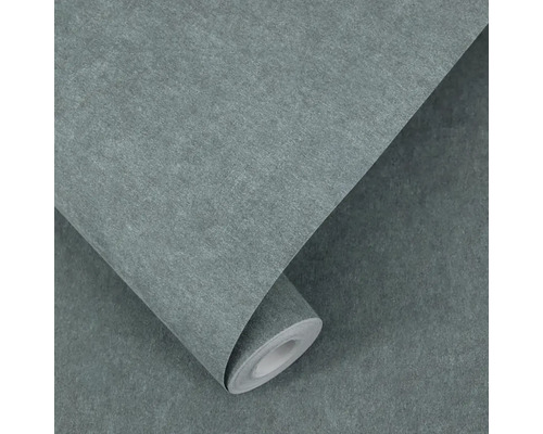 Tmavě šedá vliesová tapeta s jemnou strukturou, role tapety je částečně rozvinutá.