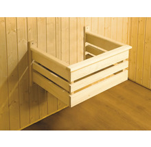 Ochranná mříž pro saunová kamna ze dřeva pro montáž na stěnu, třístranná.