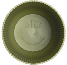 Pohled shora do kulatého květináče elho z recyklovaného plastu s vroubkovaným vnitřkem a elho Logo.