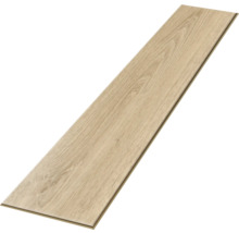 Laminátová nebo vinylová podlahová lamela ve světlém dekoru dubu.