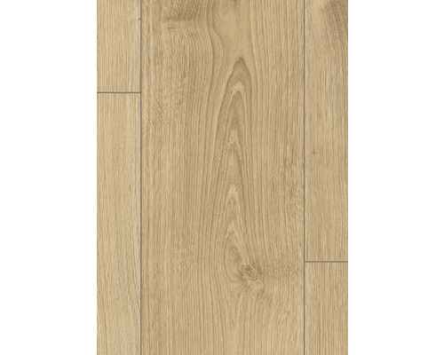 Laminátová podlaha ve vzhledu světlého dubu s přírodní strukturou a suky.