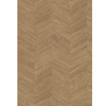 Podlahová krytina se vzorem chevron a kresbou dřeva.
