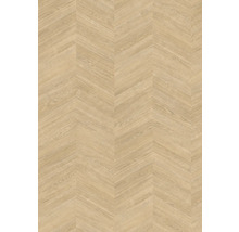 Podlaha v dekoru dřeva se vzorem francouzského stromečku a přirozenou texturou dřeva.