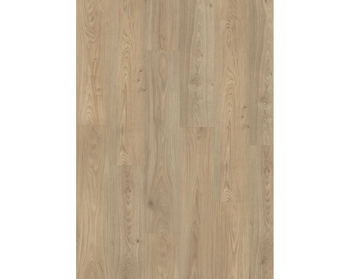 Laminátová nebo vinylová podlaha v dekoru dubu s přirozenou kresbou a suky.