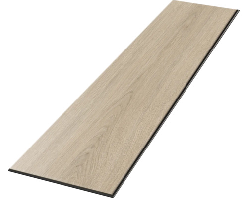 Jednotlivá podlahová lamela ve vzhledu světlého dubu s výraznou strukturou dřeva.