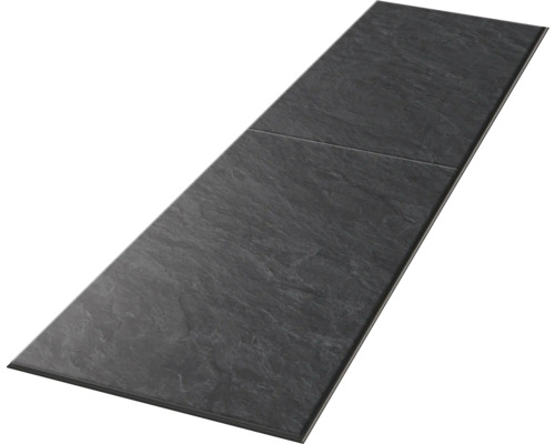 Obdélníková podlahová dlaždice ve vzhledu břidlice se strukturovaným povrchem.