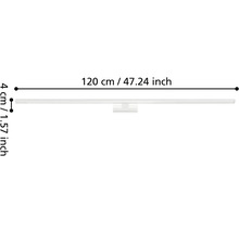 Koupelnové LED svítidlo s délkou 120 centimetrů a výškou 4 centimetry.