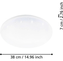 Kulaté LED stropní svítidlo s efektem hvězdné oblohy, průměr 38 centimetrů, výška 7 centimetrů.