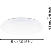 Ploché kulaté LED stropní svítidlo s efektem hvězdné oblohy, průměr 53 centimetrů, výška 6,8 centimetru.