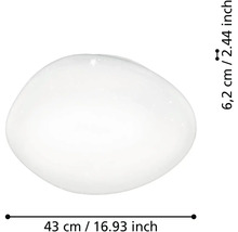 Kulaté stropní svítidlo s efektem hvězdné oblohy, průměr 43 centimetrů, výška 6,2 centimetrů.